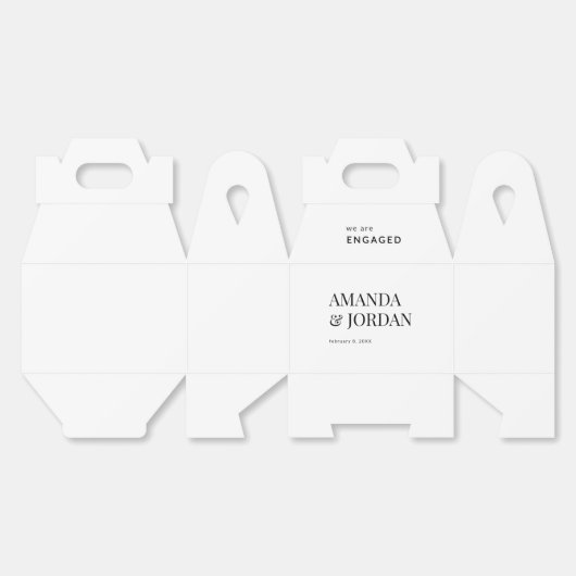 Zwart-wit Luxe minimalistisch Verloving Bedankdoosjes (Ongevouwen)