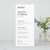 Zwart-wit Luxe minimalistisch Verloving Menu (Staand voorkant)