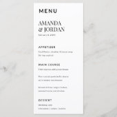 Zwart-wit Luxe minimalistisch Verloving Menu (Voorkant)
