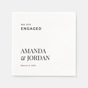Zwart-wit Luxe minimalistisch Verloving Servet