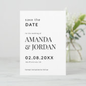 Zwart-wit Luxe minimalistische bruiloft Save The Date (Staand voorkant)