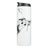 Zwart-wit luxe muzieknoot thermosbeker (Geroteerd rechts)