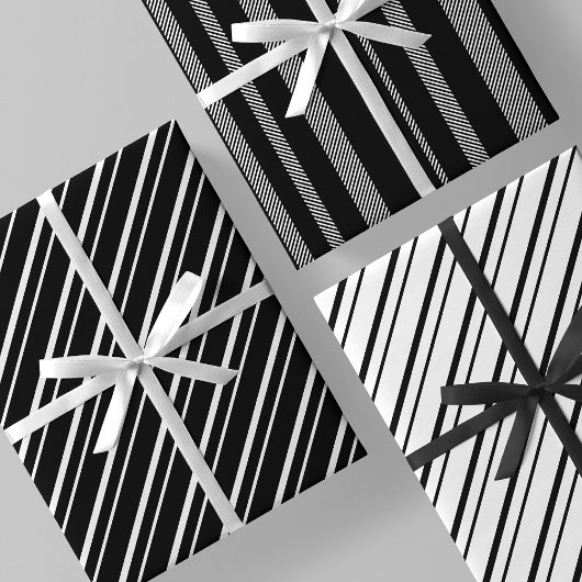 Zwart & Wit Luxueus & Chic Strepen Inpakpapier Vel