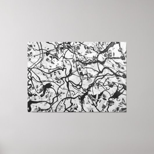 ZWART-WIT LVI - Action schilderij -Abstract- Canvas Afdruk (Voorkant)