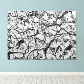 ZWART-WIT LVI - Action schilderij -Abstract- Canvas Afdruk (Insitu (Houten vloer))