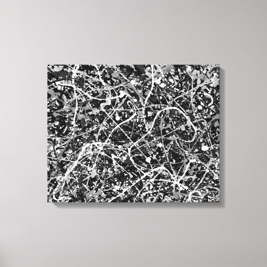 ZWART-WIT LXIX - Action schilderij -Abstract- Canvas Afdruk (Voorkant)