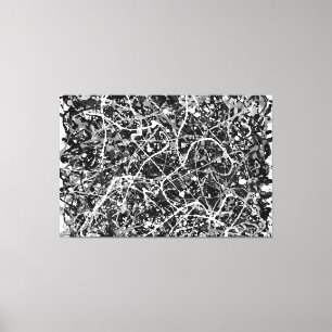 ZWART-WIT LXIX - Action schilderij -Abstract- Canvas Afdruk