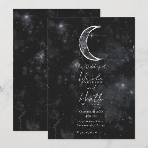 Zwart Wit Maan Hemels Nacht Sterren Bruiloft Kaart