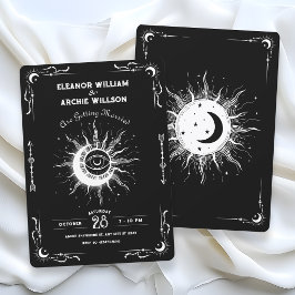 Zwart-wit maan zon tarot hemels huwelijk kaart