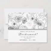 Zwart & wit madeliefje bloemontwerp Wees mijn brui Kaart (Voorkant)