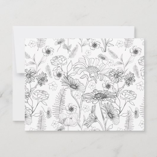 Zwart & wit madeliefje bloemontwerp Wees mijn brui Kaart (Achterkant)