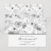 Zwart & wit madeliefje bloemontwerp Wees mijn brui Kaart (Voorkant / Achterkant)