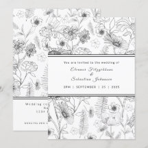 Zwart & wit madeliefje rozen patroonbruiloft