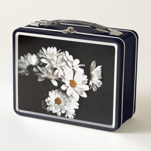 Zwart-wit Madeliefjes Bloemstuk Lunchbox (Voorkant)