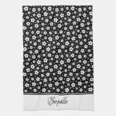 Zwart-wit madeliefjes gepersonaliseerd theedoek (Verticaal)