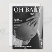 Zwart-wit magazine cover foto Baby shower Kaart (Voorkant)