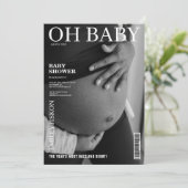 Zwart-wit magazine cover foto Baby shower Kaart (Staand voorkant)
