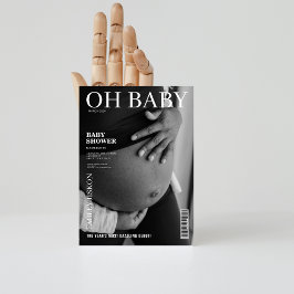 Zwart-wit magazine cover foto Baby shower Kaart