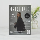 Zwart-wit Magazine Hoesje Foto Vrijgezellenfeest Kaart (Staand voorkant)