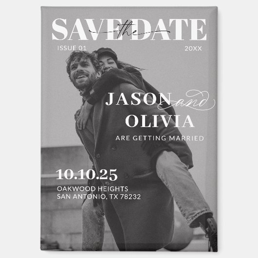 Zwart-wit magazine Hoesje Fotobruiloft Magneet (Voorkant)