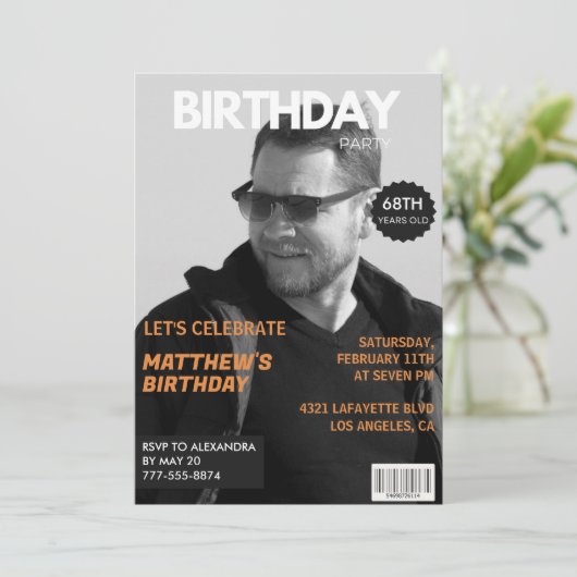 Zwart-wit Magazine Redactie 68ste verjaardag Kaart (Staand voorkant)