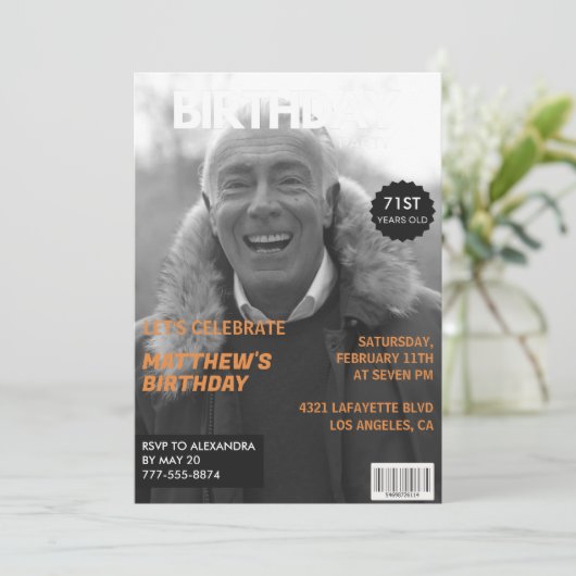 Zwart-wit Magazine Redactie 71ste verjaardag Kaart (Staand voorkant)