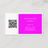 Zwart Wit Magenta Elegant Modern met QR-code Visitekaartje (Achterkant)