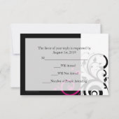Zwart/Wit Magenta Spiraal Trouwfeest Kleine RSVP (Achterkant)