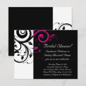 Zwart, Wit, Magenta Swirl Vrijgezellenfeest / Alge Kaart (Voorkant / Achterkant)