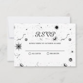 Zwart-wit Magic Moon Crystal Ball RSVP Kaartje (Voorkant)