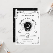 Zwart-wit magische maan kristallen bal bruiloft