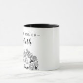 Zwart-wit MAID, HONOR Bouquet, met naam Mok (Midden)