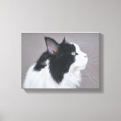 Zwart-wit Maine Coon kat Canvas Afdruk (Voorkant)