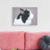 Zwart-wit Maine Coon kat Canvas Afdruk (Insitu (Woonkamer))