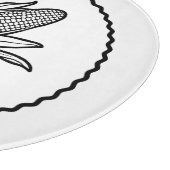 Zwart-wit maïskolfpictogram met bladeren snijplank (Hoek)