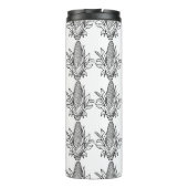 Zwart-wit maïskolfpictogram met bladeren thermosbeker (Achterkant)