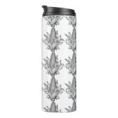 Zwart-wit maïskolfpictogram met bladeren thermosbeker (Geroteerd rechts)