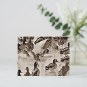 Zwart-wit Mallard Duck-Briefkaart Briefkaart (Staand voorkant)