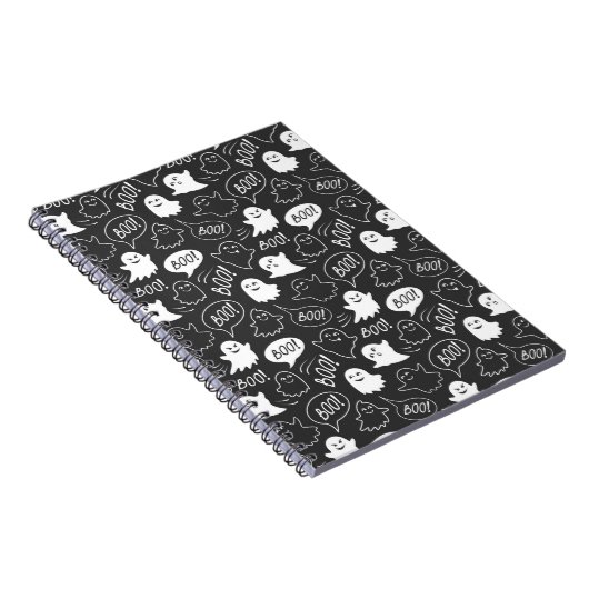 Zwart-wit malse krabbel Halloweenpatroon Notitieboek (Rechterzijde)