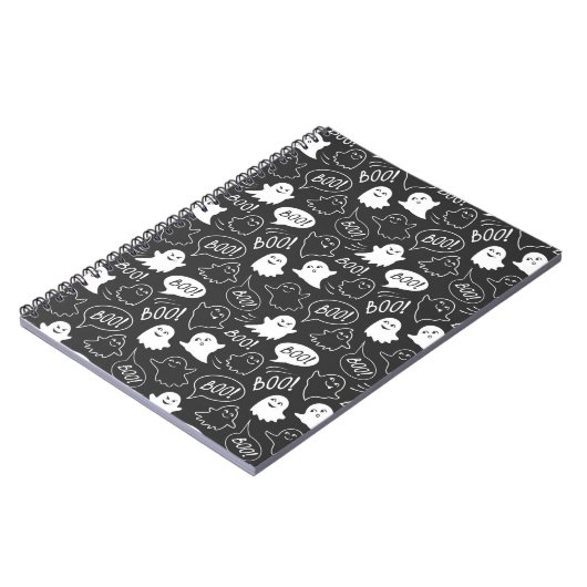 Zwart-wit malse krabbel Halloweenpatroon Notitieboek (Linkerzijde)