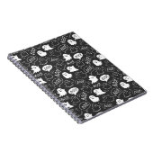 Zwart-wit malse tekenpatroon voor Halloween Notitieboek (Rechterzijde)