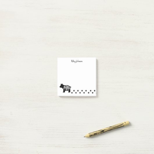Zwart-wit mama Beer gepersonaliseerd Post-it® Notes (Op bureau)