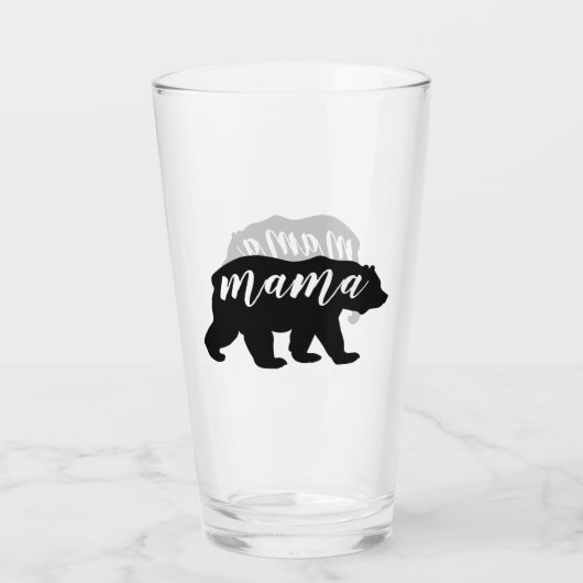 Zwart-wit Mama Beer Glas (Achterkant)
