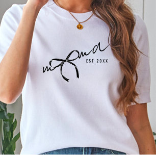 Zwart & Wit Mama Lettering Met Strik Vrouwen T-shirt