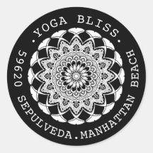Zwart-wit Mandala Adreslabel