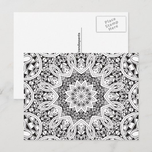 Zwart-wit Mandala Briefkaart (Voorkant / Achterkant)