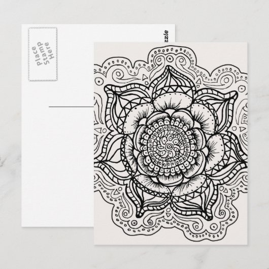 Zwart-wit Mandala Briefkaart (Voorkant / Achterkant)