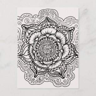 Zwart-wit Mandala Briefkaart