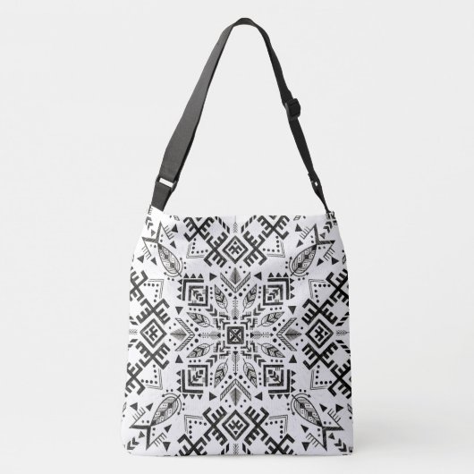 Zwart-wit Mandala Crossbody Tas (Achterkant)