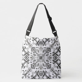 Zwart-wit Mandala Crossbody Tas
